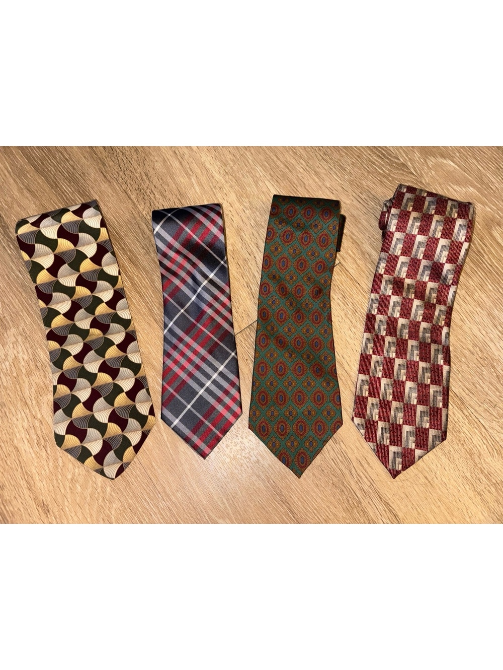 Men’s Tie 4 Geoffrey Beene GAP Italy Plaid Geometric Vintage